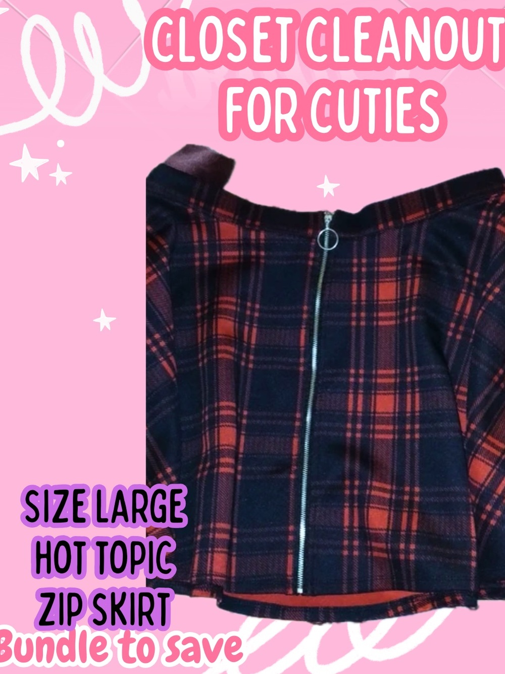 Hot Topic Red and Black Plaid Zip-Up Skirt